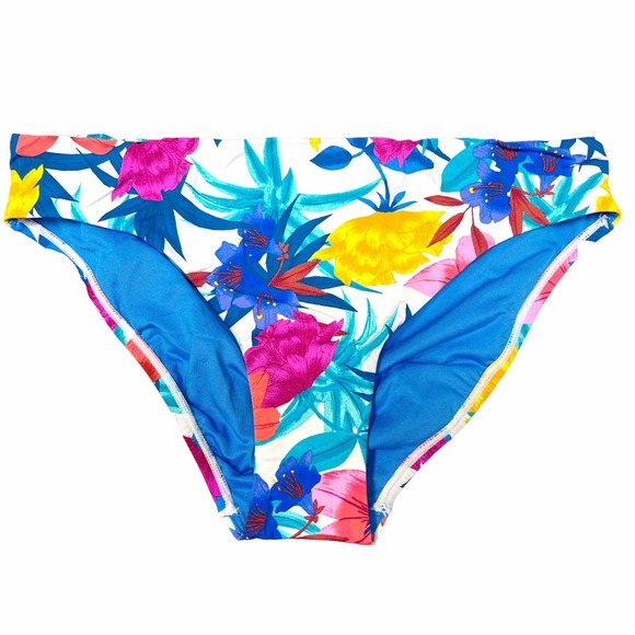 BLEU ROD BEATTIE Floral High Waisted Swim Bottoms White Multicolor Bikini 8 NWT - Picture 2 of 7